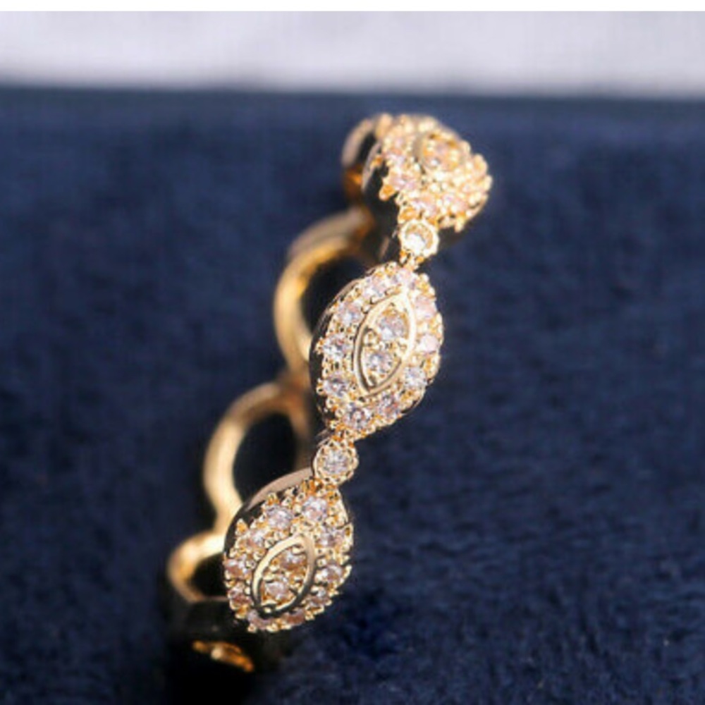 18k Yellow Gold Plated Ring White Sapphire - Picture 1 of 13
